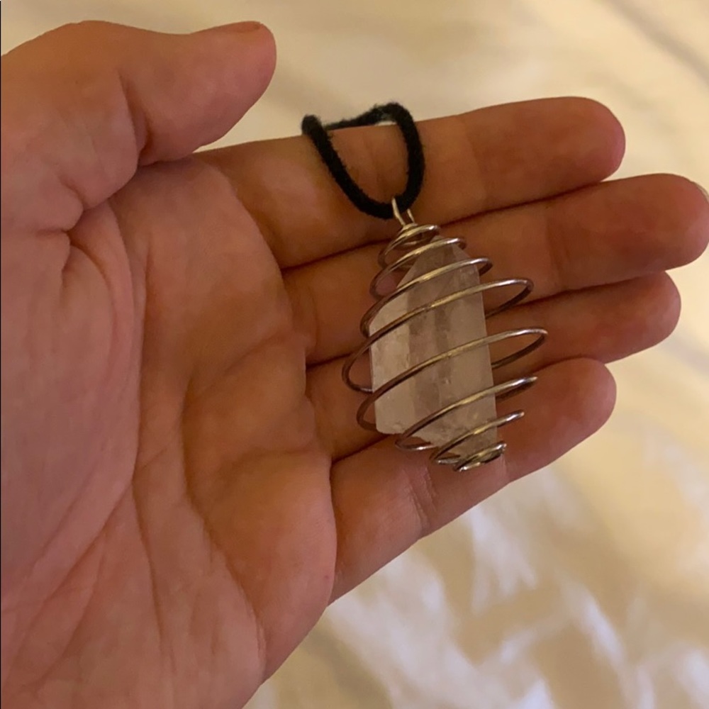Black String Necklace With A Spiral Sphere Charm - Picture 2 of 3